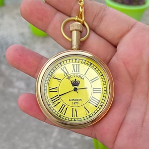 Vintage Pocket Watch Necklace – Custom Engraved Bronze Pocket Watch for Men & Women – Groomsmen Gift Idea