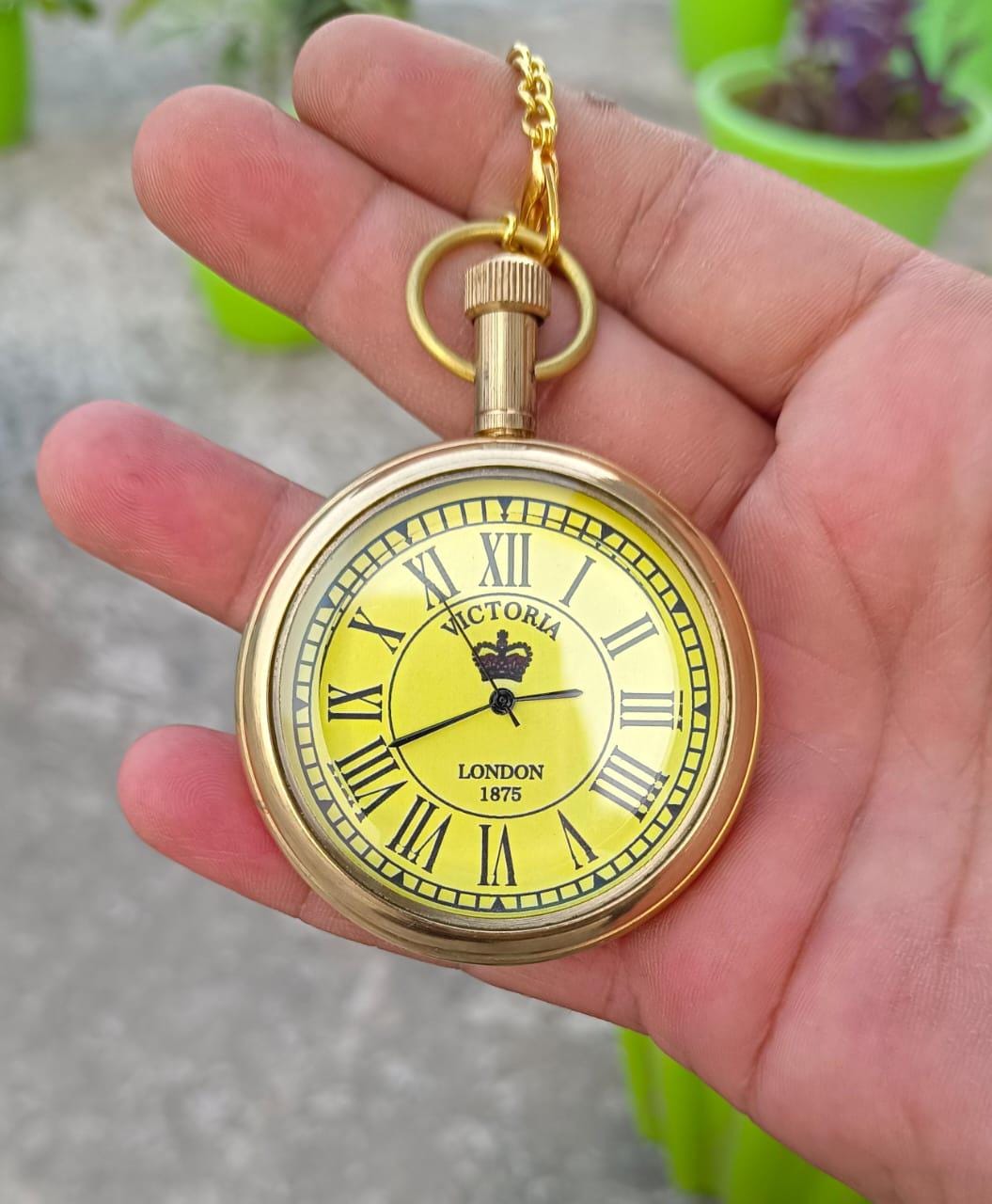 ヴィンテージスタイルの真鍮製懐中時計 2インチ | アンティーク仕上げ