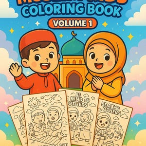Muslim Kids Coloring Book Ages 3-8 | Islamic Children Activity Pages | Printable PDF Coloring Sheets Homeschool Learning Pack