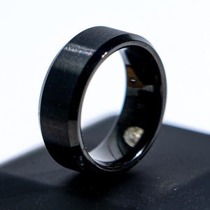 Black Tungsten Ring, Men&#39;s Tungsten Wedding Band, Personalized Engraving Men Ring