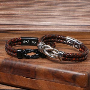 Personalized Leather Bracelet For Husband,Custom Leather Bracelet,Men&#39;s Gift,Unique Anniversary Gifts For Boyfriend,Luxury Mens Personalized