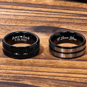 Personalized Tungsten Ring For Husband Boyfriend,Men&#39;s Tungsten Ring,Tungsten Band,Unique Anniversary Gift For Husband,Vintage Mens Gift