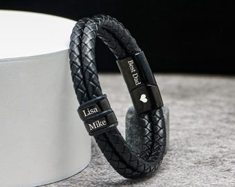 Personalisiertes Lederarmband Herren "BLACK ESSENCE