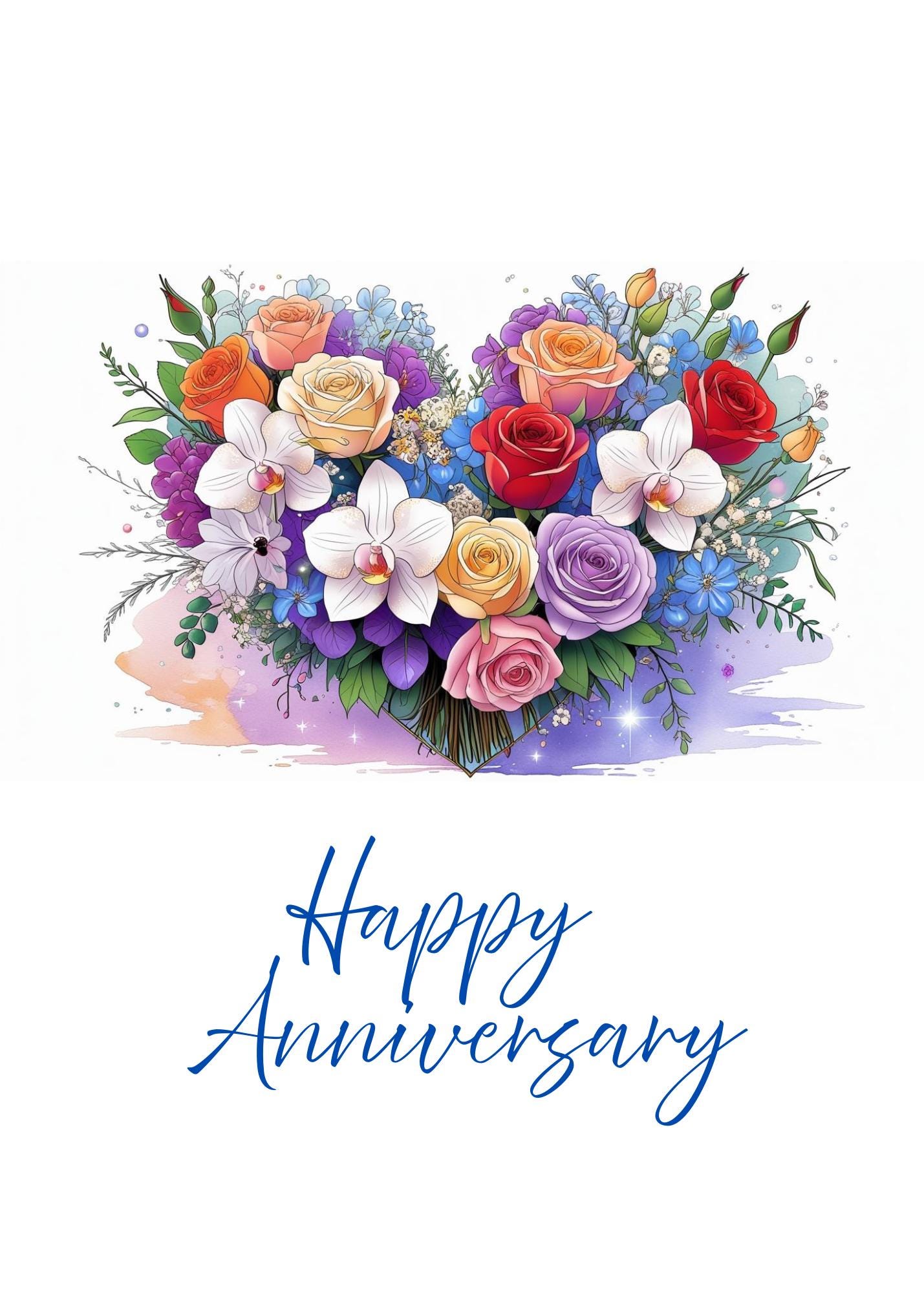 Printable Happy Anniversary Card in Sizes 5x7 , A7 Envelope, Celebrate ...