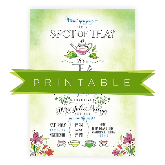 tea for two baby shower invitations