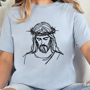 Jesus Art Line Graphic Shirt, Jesus Shirt, Easter Shirt, Christian Easter Shirt, Retro Halftone Graphic Shirt, He Has Rizzen, Unisex Shirt