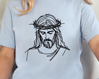 Jesus Line Art Shirt: Christian Easter Graphic Tee - He Has Rizzen