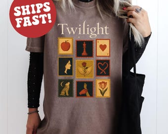 Camiseta com estampa retrô da Saga Crepúsculo: Comfort Colors Vampiro Lobisomem