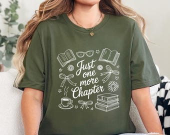Shirt Just One More Chapter: uniseks T-shirt met bloemenboekliefhebber