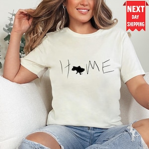 HOME Ukraine T-Shirt, Minimalist Ukrainian Shirt, Patriotic Gift, Ukraine Map Tee, Diaspora Clothing, Support Ukraine Top, Unisex T-shirt