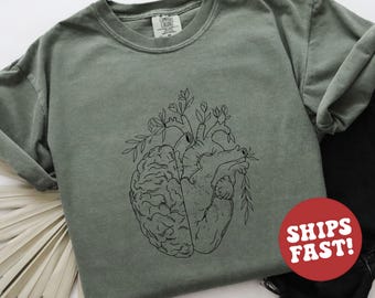 Brain Heart Mental Health Shirt: Unisex Comfort Colors Tee