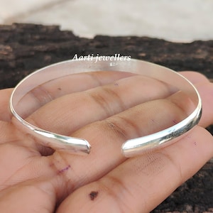 Handmade 925 Sterling Silver Minimalist Open Cuff Bangle Adjustable Plain Unisex Gift Bracelet Jewelry