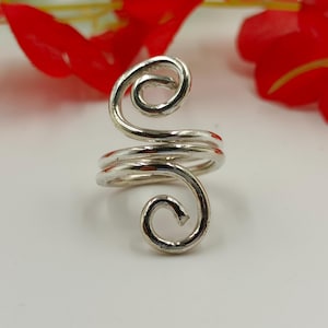 Sterling Silver Double Spiral Ring: Minimalist Boho Jewelry