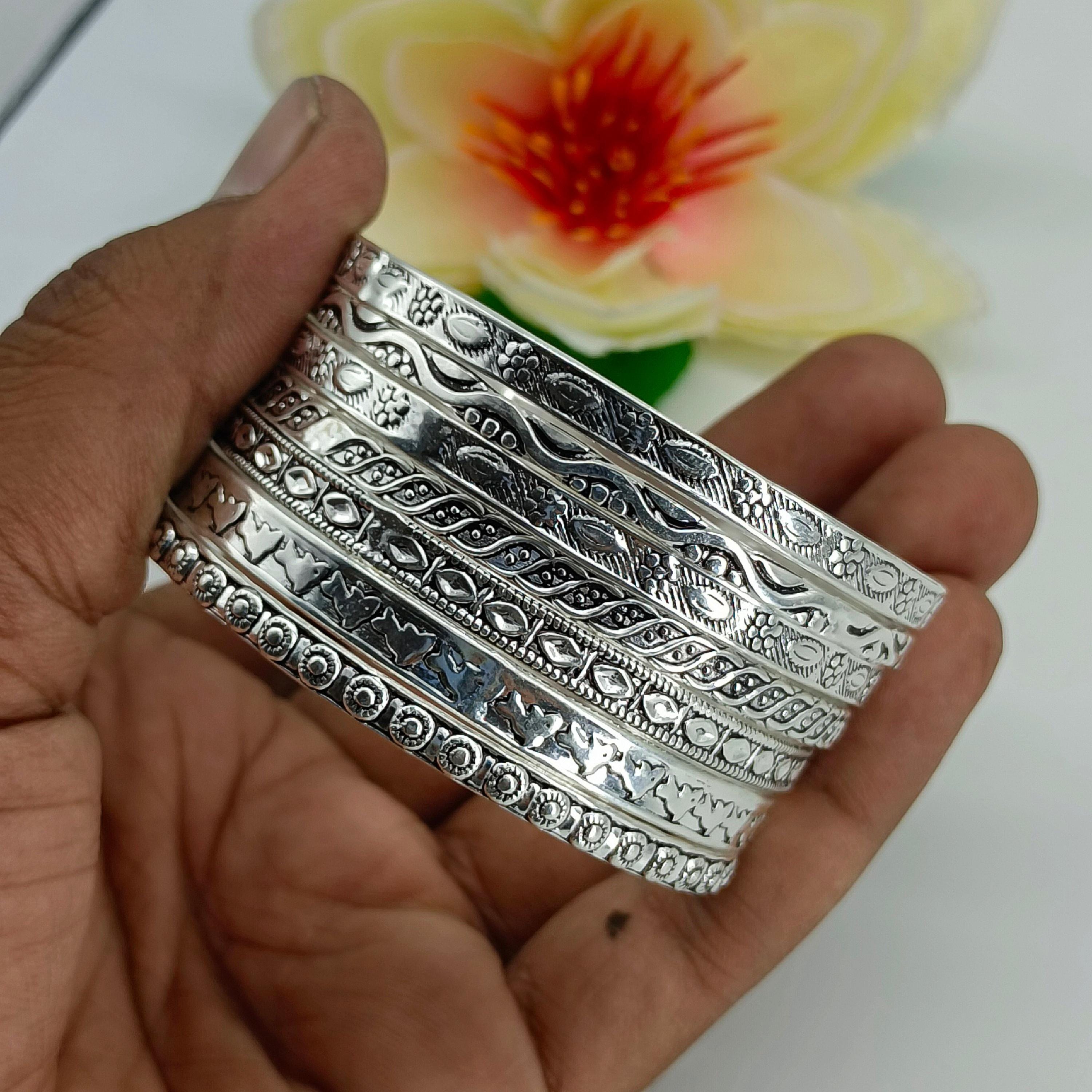 その他 FLAT CHAIN CUSTOM silver BANGLE 925 Sterling Silver Bangle Set, Handmade Stackable Silver Bangles