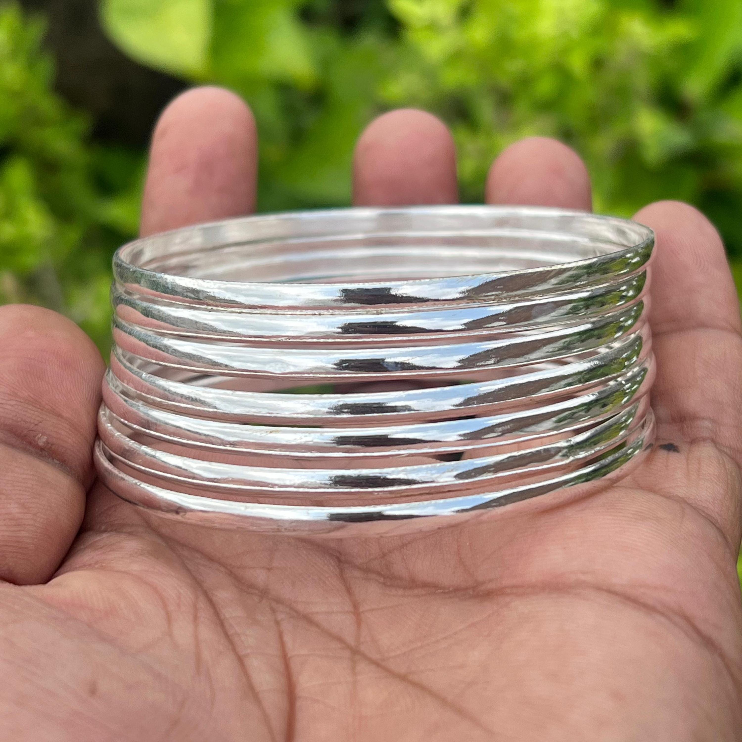 【CTHY】LAYERD DELTA BANGLE silver925 Handmade 925 Sterling Silver Bangle Set, Indian Stackable Bangles