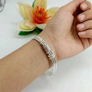 Pulsera apilable hecha a mano de plata de ley 925, 8 eslabones de plata, regalo para mujer.