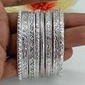 925 Sterling Silver Bangle Set | 8 Piece Sterling Silver Bangle Set – Stackable Boho Bracelets – Minimalist Handmade Jewelry Gift for Her