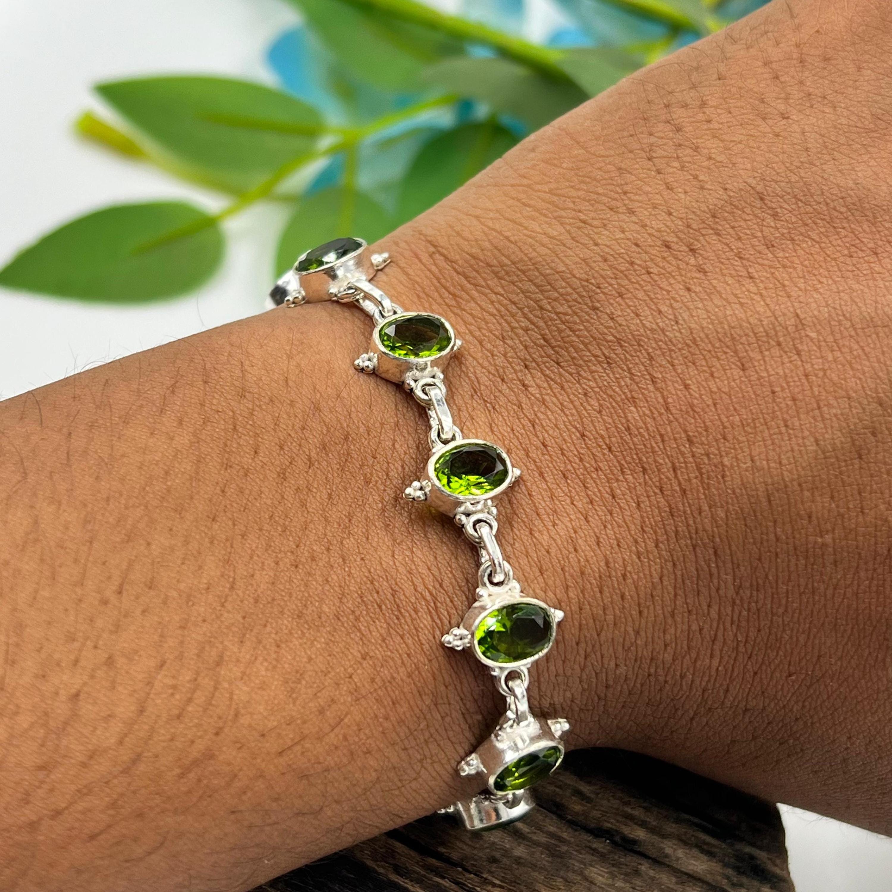 Péridot bracelet silver - Etsy 日本
