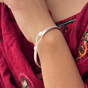 Handmade Sterling Silver Hook Bangle: Adjustable Boho Bracelet