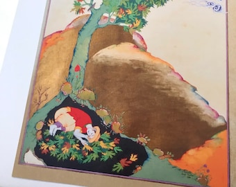 Persian painting-original Persian miniature-iranian art- Young man sleeping under a tree-large postcard wit envelope