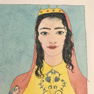 armenian painting-armenian art-Troubadour and the Beauty- hovhannes toumanian book-Original watercolor