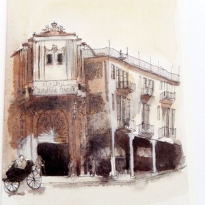 Peinture Irak-art Irak-peinture Bagdad- Aquarelle originale-CARTE POSTALE DOUBLE avec enveloppe