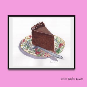 peinture patisserie-Peinture de gateaux-Gateau au chocolat peinture-Dessert dessin-Gateau dessin-Aquarelle originale image 2