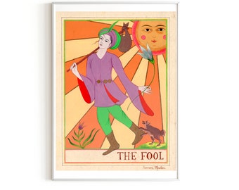 Persian Painting-persian miniature-Tarot card The Fool-Le Mat/ tarot lover/Lovers /oriental painting-limited art print- 21 x 29,7 cm