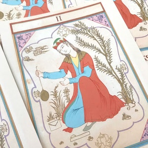 Grande Carte postale Miniature Persane originale/peinture persane/miniature persane/Tarot de Marseille La Papesse/poster