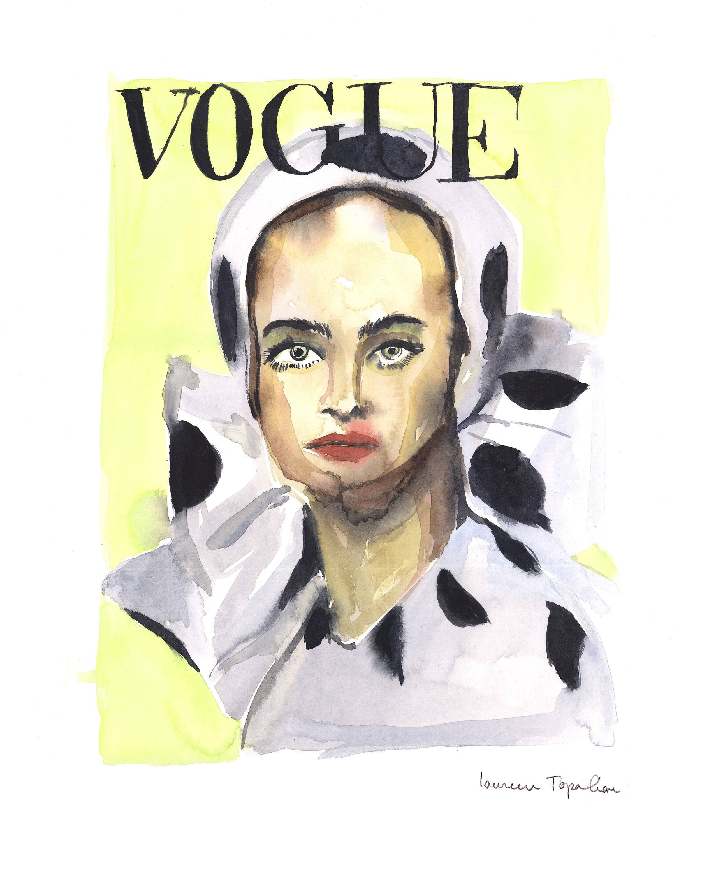 Vintage fashion-fashion painting-fashion drawing-vogue painting-original watercolor