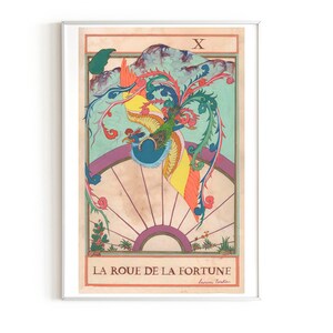 Tarot de Marseille-miniature persane- Carte de Tarot "La Roue de la Fortune" Peinture orientale- edition d'art limitée