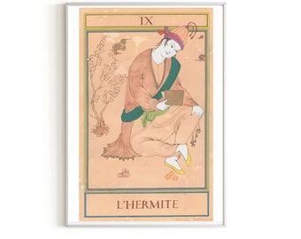 Persian Painting-persian miniature-Tarot card The Hermit/ tarot lover /oriental painting-limited art print 21 x 29,7 cm