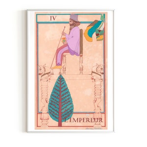 Carte de Tarot de Marseille "L'Empereur" Peinture orientale- edition d'art limitée 21 x 29,7 cm