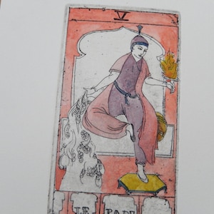 Art persan-miniature persane-Gravure originale Tarot de Marseille Le Pape