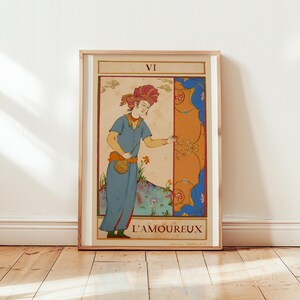 Peinture persane-miniature persane- Carte de Tarot "L'Amoureux" Peinture orientale- edition d'art limitée