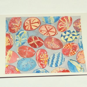 Peinture russe-art russe-dessin russe-oeufs de pâques-3 CARTES POSTALES avec enveloppes - Aquarelle