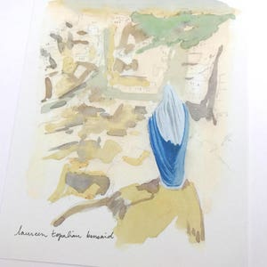 peinture moyen-orient-art moyen-orient-Peinture religieuse-La Statue de la Vierge dans un village du Moyen-Orient-CARTE POSTALE - Aquarelle