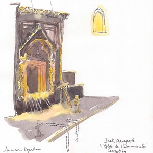 Middle east church painting -Iraki church-Qaraqosh church-Middle East christian-Church painting-large postcard with. envelope