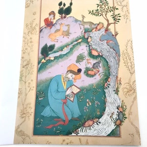 Pintura persa-pintura en miniatura persa/tarjetas originales en miniatura persas/pintura persa original / postales/arte iraniano-Dervish