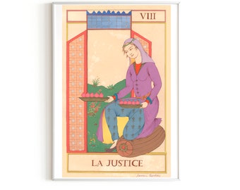 Persian painting-Persian miniature-La Justice/Tarot card / The Justice- Limited art Print / oriental painting/art print 42 x 29,7 cm