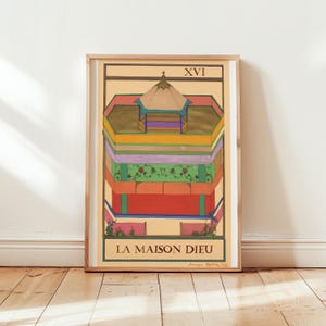 Tarot de Marseille-Peinture persane-miniature persane- "La Maison Dieu" carte de Tarot