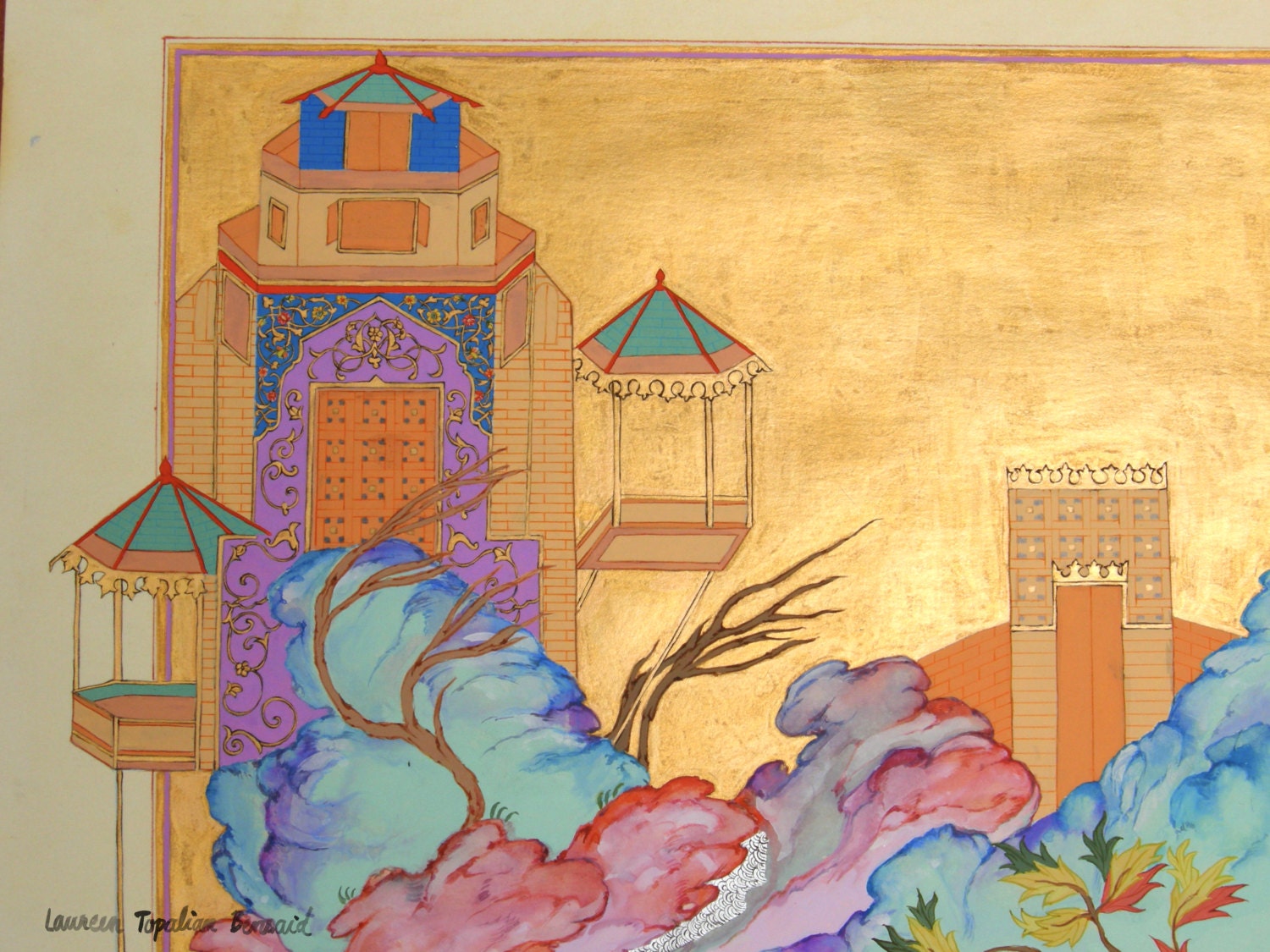 オリジナルのペルシャ細密画：鳥の会議、額装されたイラン美術 - Etsy 日本
