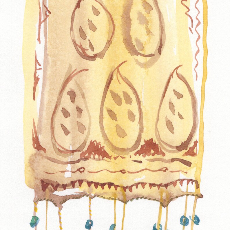 Aquarelle originale Foulard de femme juiveFoulard femme Etsy