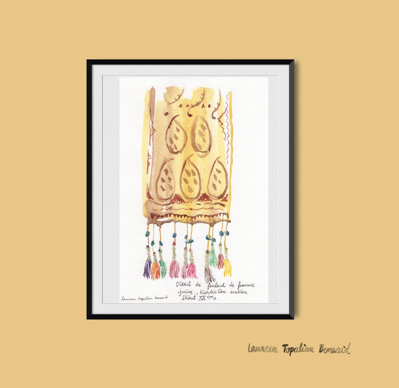 Aquarelle originale Foulard de femme juiveFoulard femme Etsy