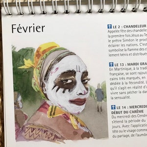peinture créole-peinture antillaise-art antillais-art créole-Femme pendant le Carnaval des Antilles-Portrait de femme-Aquarelle originale image 4