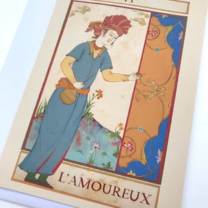 miniature persane originale/peinture persane/Carte postale et enveloppe /Tarot de Marseille L'Amoureux