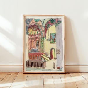 Armenian painting-Armenian art-Armenian drawing- Etchmiadzin interior painting-etchmiadzin drawing-limited art print 29,7 x 42 cm