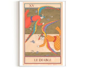 Tarot card The Devil/ Le Diable/ tarot lover/oriental painting-limited art print- 42 x 29,7 cm