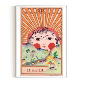 Carte de Tarot Miniature persane-Peinture persane-Carte de Tarot / Le Soleil- Carte du Tarot de Marseille/edition d'art limitée
