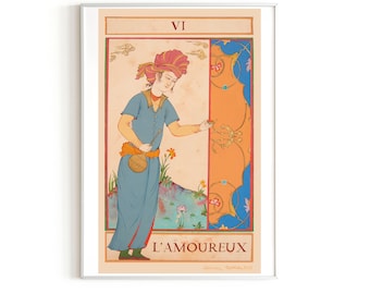Persian Painting-persian miniature-Tarot card The Lovers / tarot lover/Lovers /oriental painting-limited art print-42 x 29,7 cm